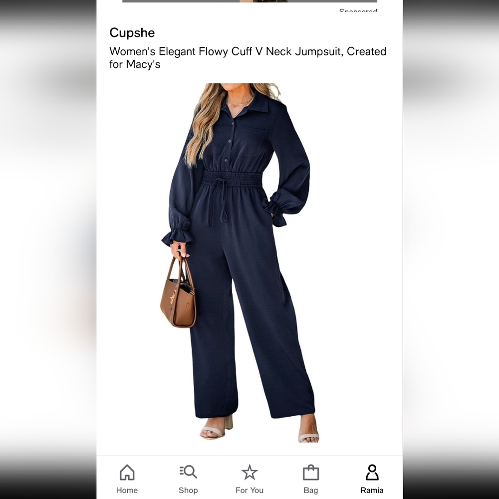 Cupshe Dark Blue Flowy Jumpsuit